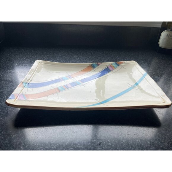 Vtg 1978's Rectangle Ceramic Serving Tray Display Art Abstract Design Studio Art - Picture 4 of 10